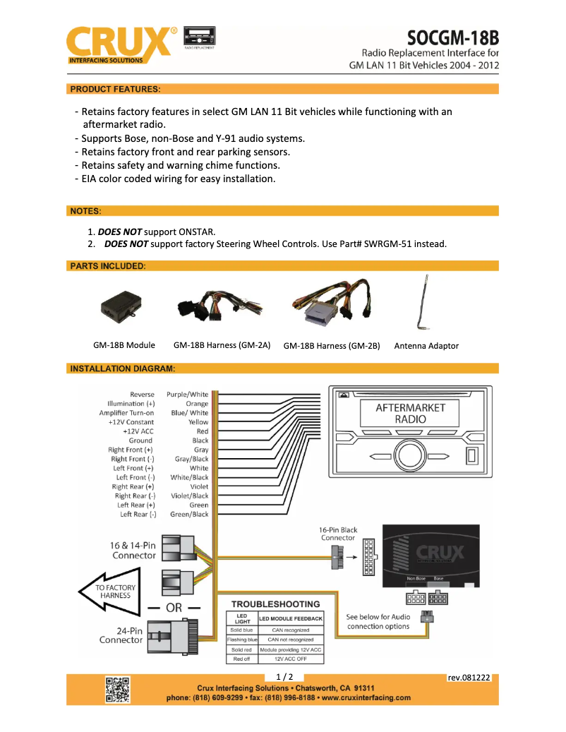 Page n°1 - Manuel utilisateur CRUX SOCGM-18B
