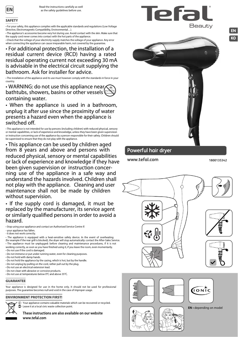 Page 1 de la notice Manuel utilisateur Tefal Artist HV4575