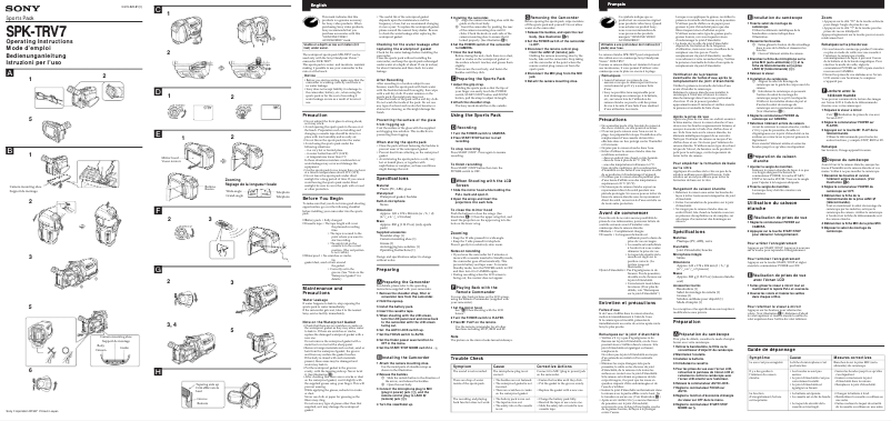 Image de la première page du manuel de l'appareil SPK-TRV7