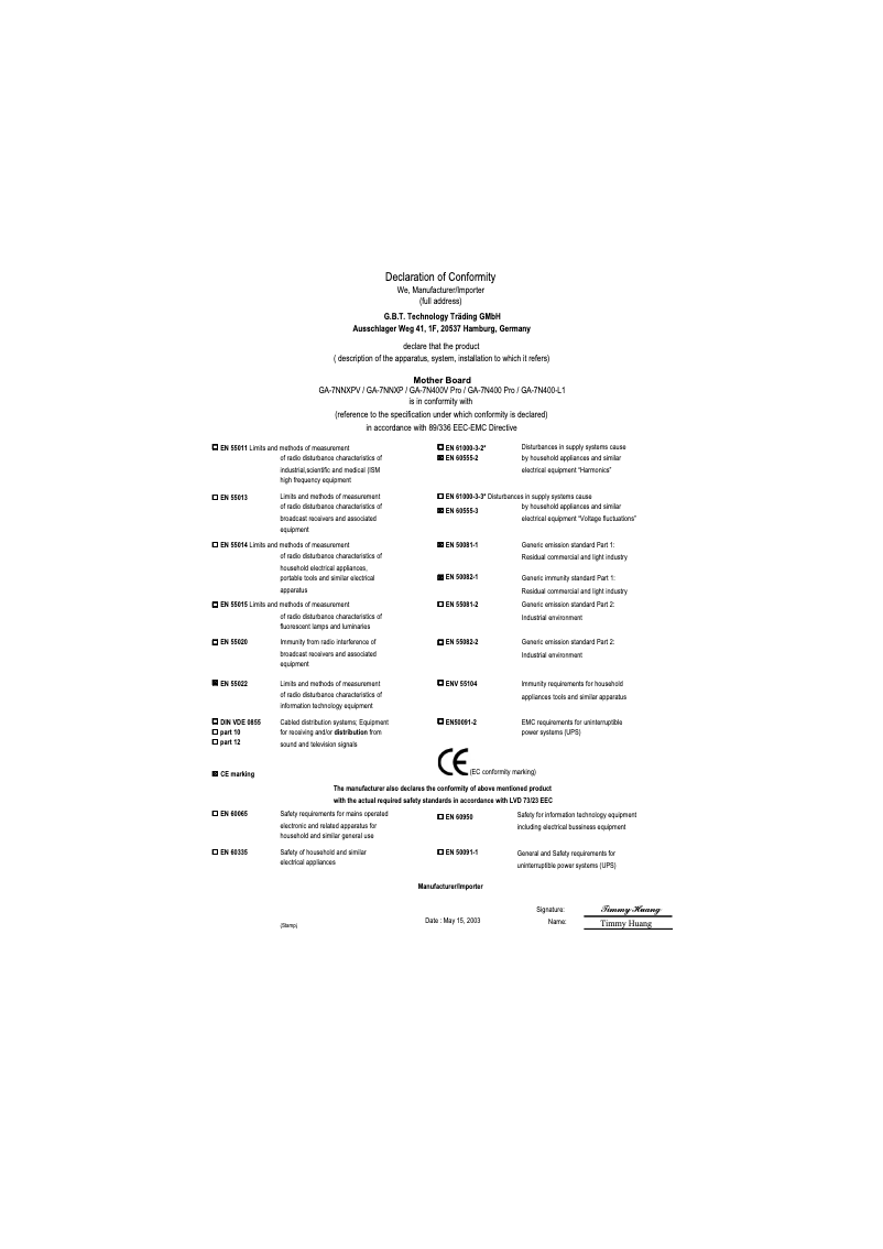 Page n°1 - Manuel utilisateur Gigabyte GA-7N400V Pro