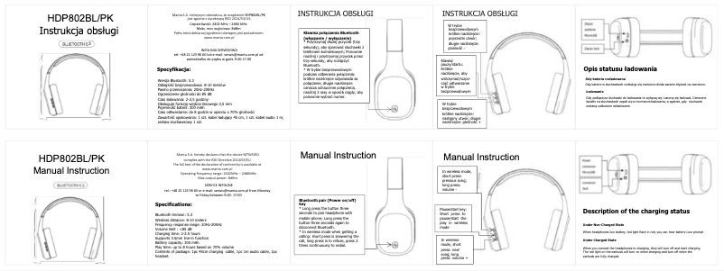 Page n°1 - Manuel utilisateur Manta HDP802