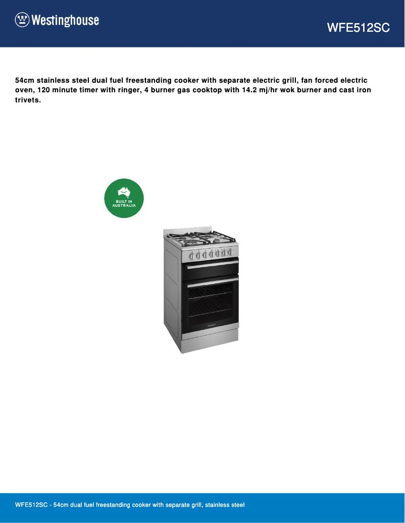 Image de la première page du manuel de l'appareil WFE512SC