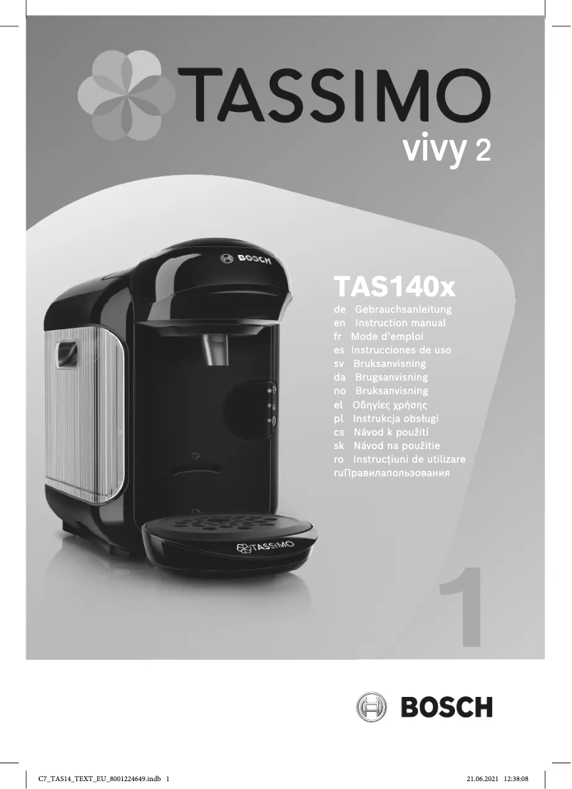 Page n°1 - Manuel utilisateur Bosch Tassimo Vivy 2 TAS1407