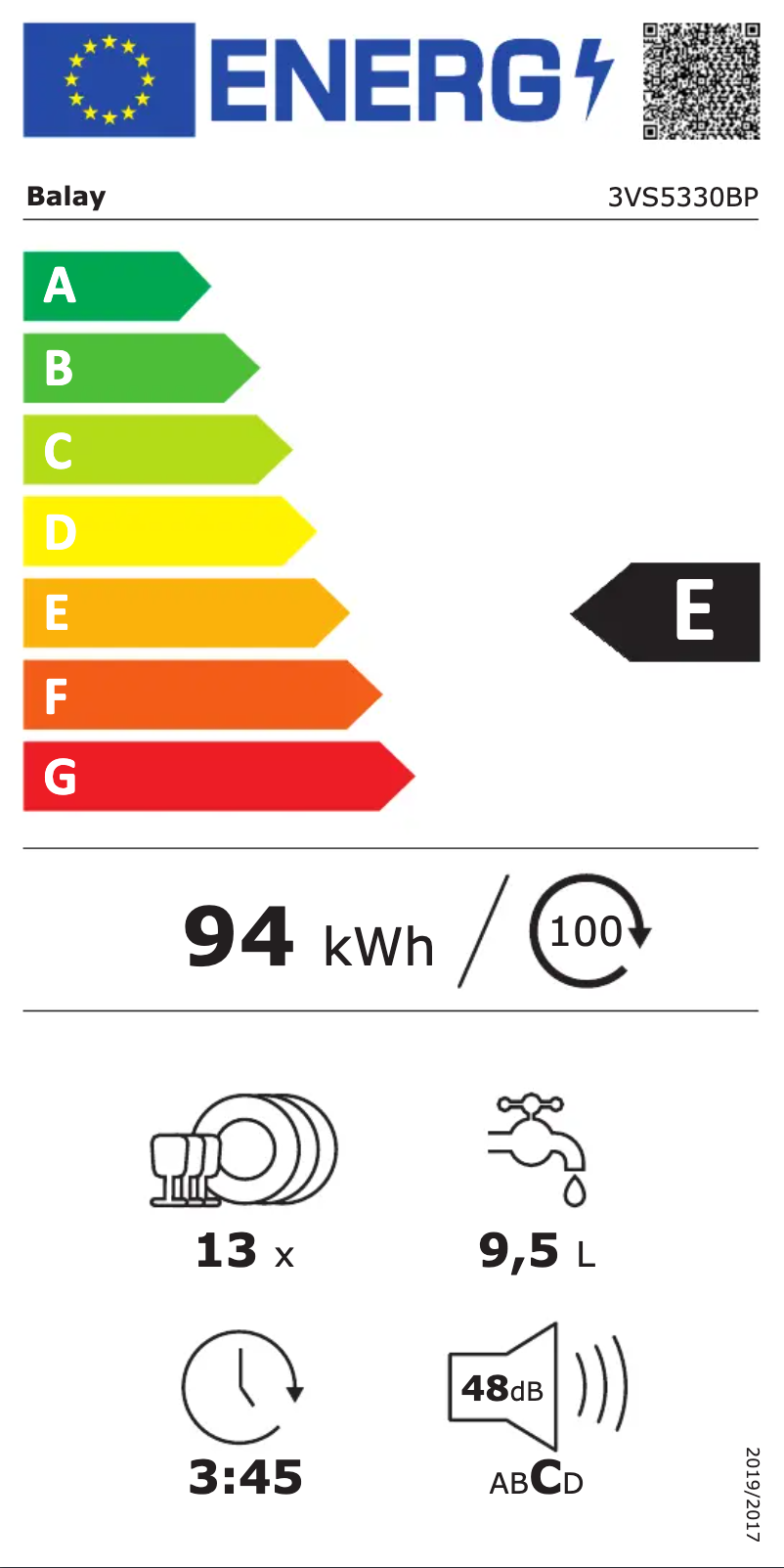Page n°1 - Label énergétique Balay 3VS5330BP