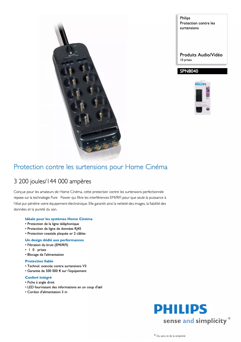 Page n°1 - Fiche technique Philips SPN8040