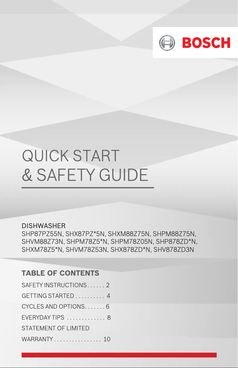 Page 1 de la notice Fiche technique Bosch SHXM78Z52N
