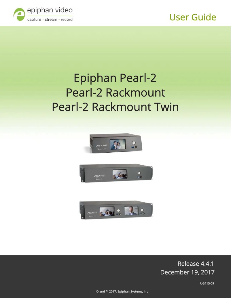Page n°1 - Manuel utilisateur Epiphan Pearl-2