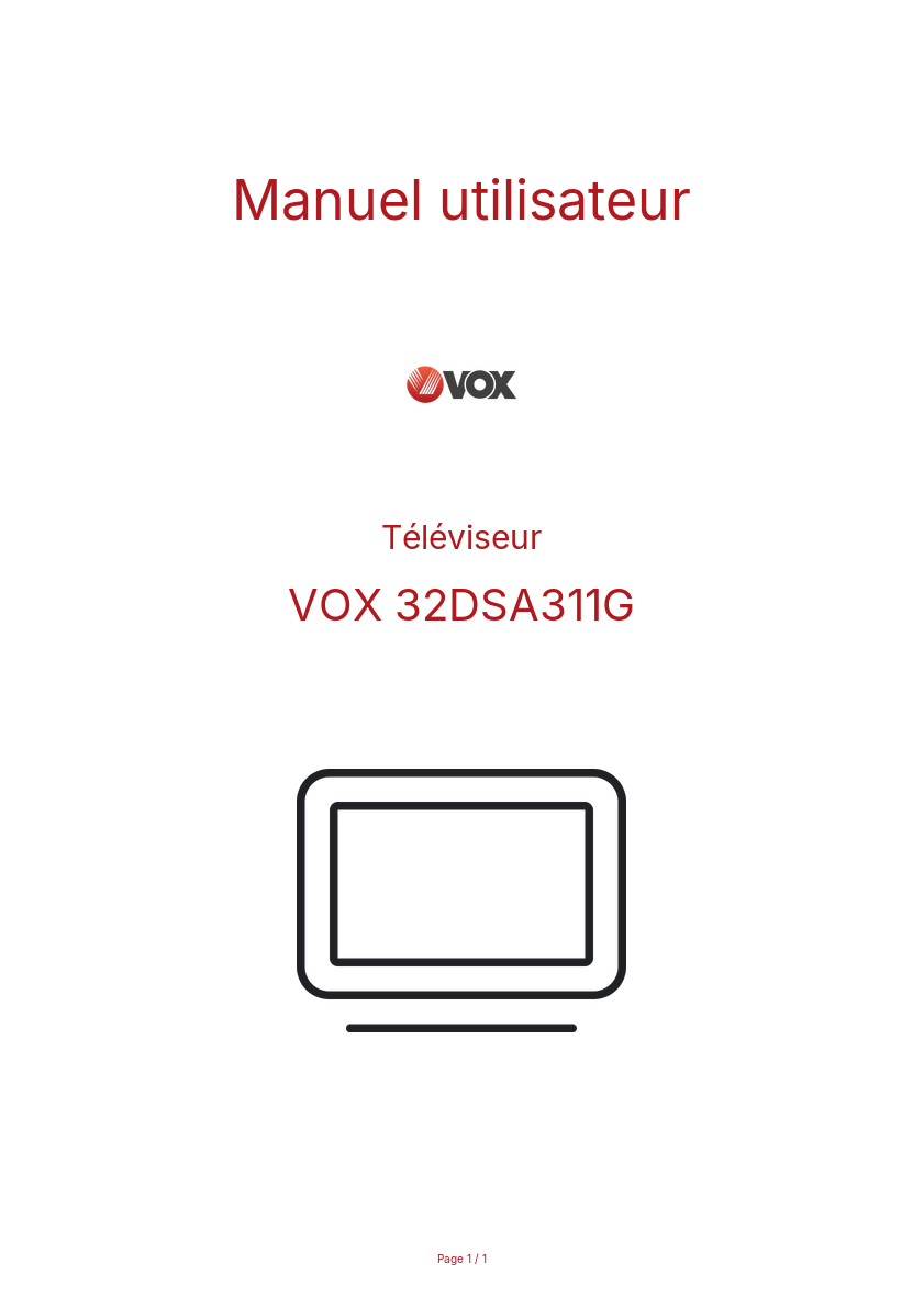 Page n°1 - Manuel utilisateur VOX 32DSA311G