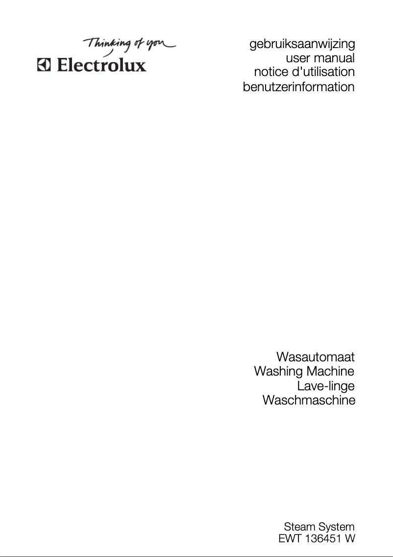 Page n°1 - Manuel utilisateur Electrolux EWT136451W