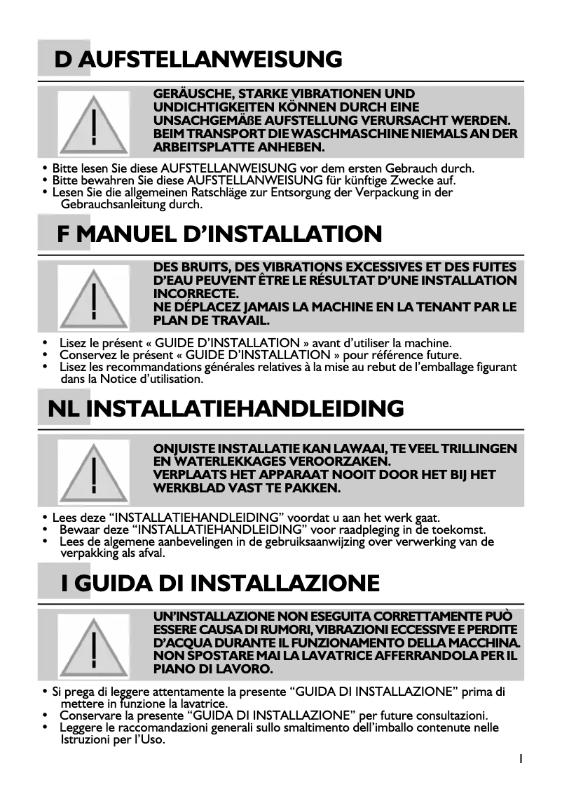 Page n°1 - Manuel utilisateur Bauknecht WA Champion 74