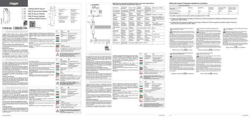 Page n°1 - Instructions / montage Hager TYFS120