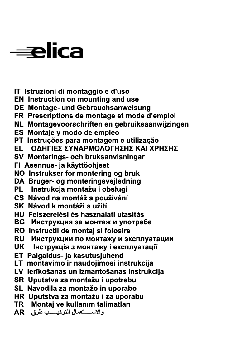 Page n°1 - Manuel utilisateur Elica TENDER 90
