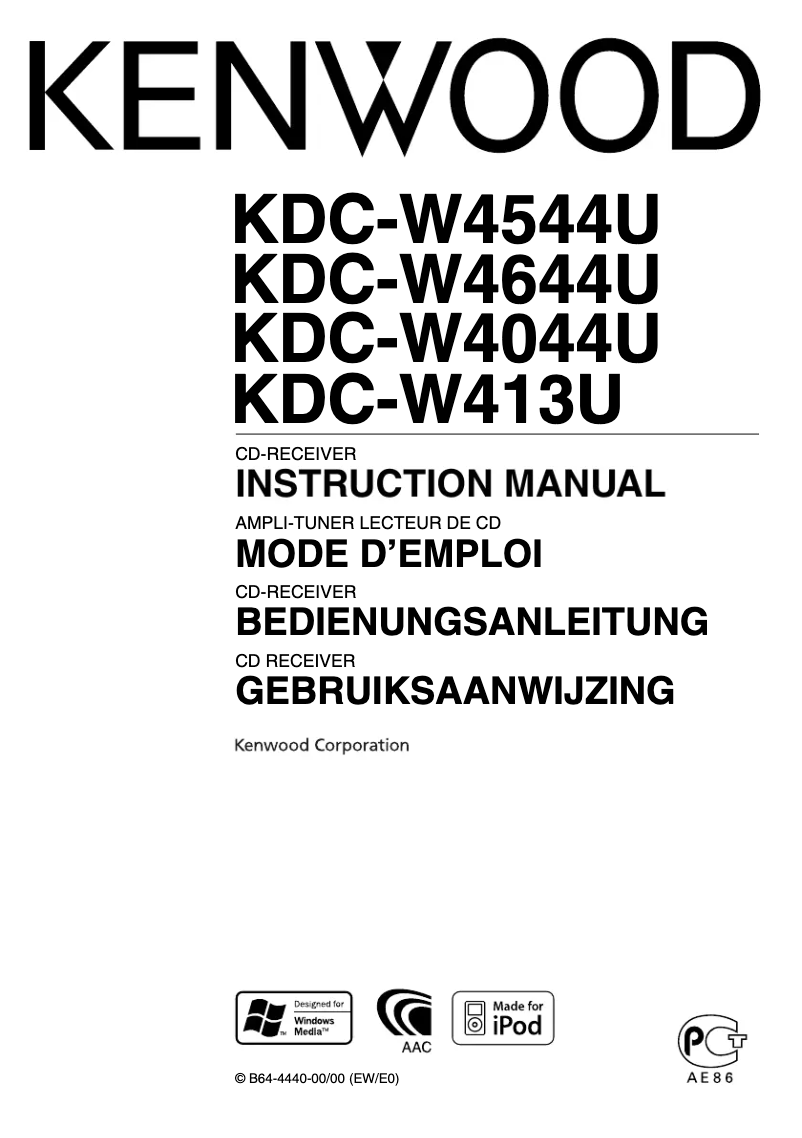 Page n°1 - Manuel utilisateur Kenwood KDC-W4644U