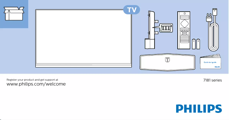 Page 1 de la notice Guide de démarrage rapide Philips 49PUS7181