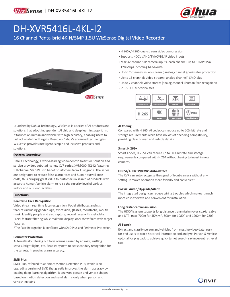 Image de la première page du manuel de l'appareil XVR5416L-4KL-I2