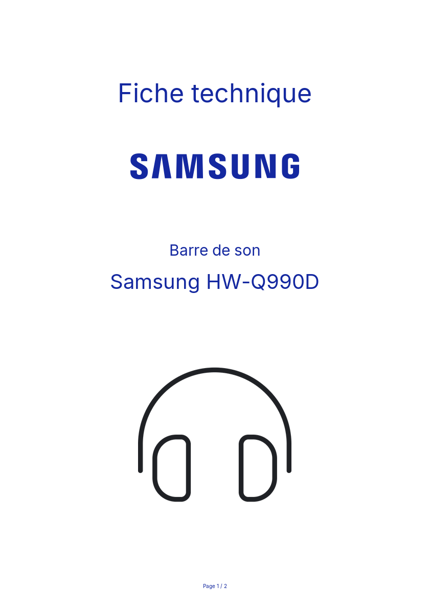 Page n°1 - Fiche technique Samsung HW-Q990D