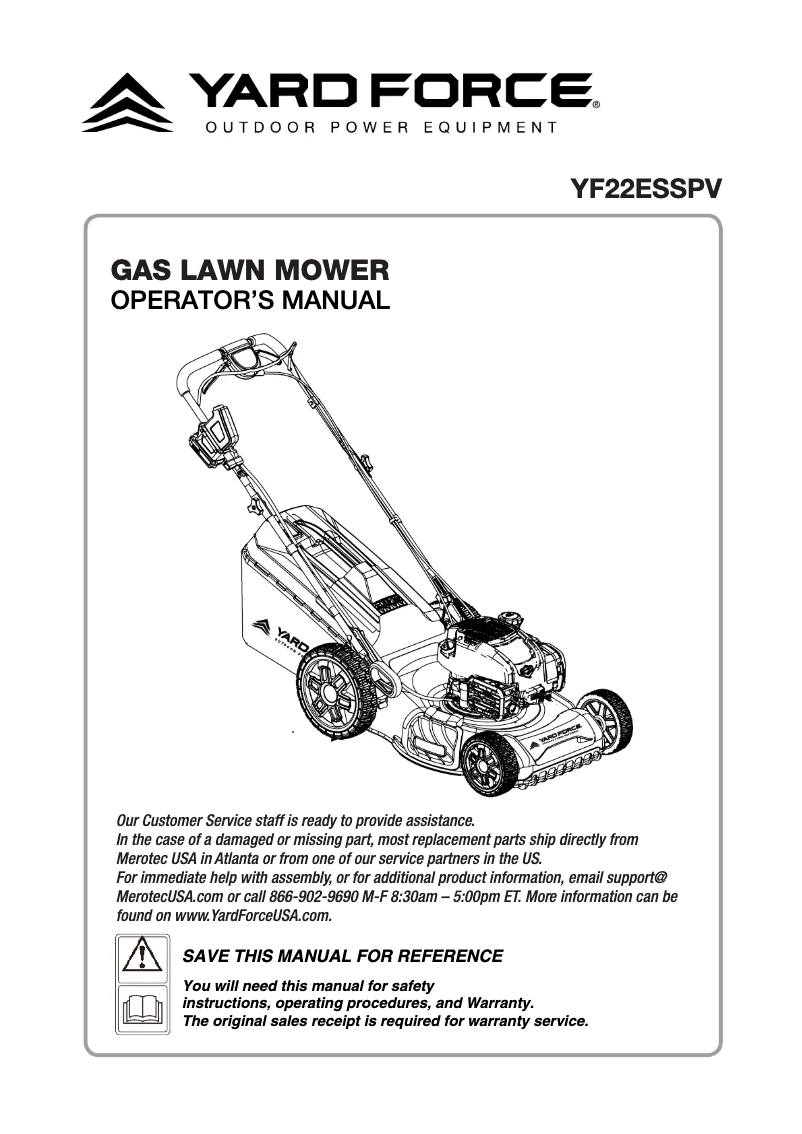 Page 1 de la notice Manuel utilisateur Yard Force YF22ESSPV