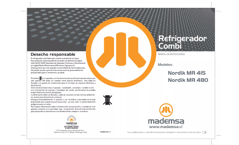 Page 1 de la notice Manuel utilisateur Mademsa Nordik 415 Inox