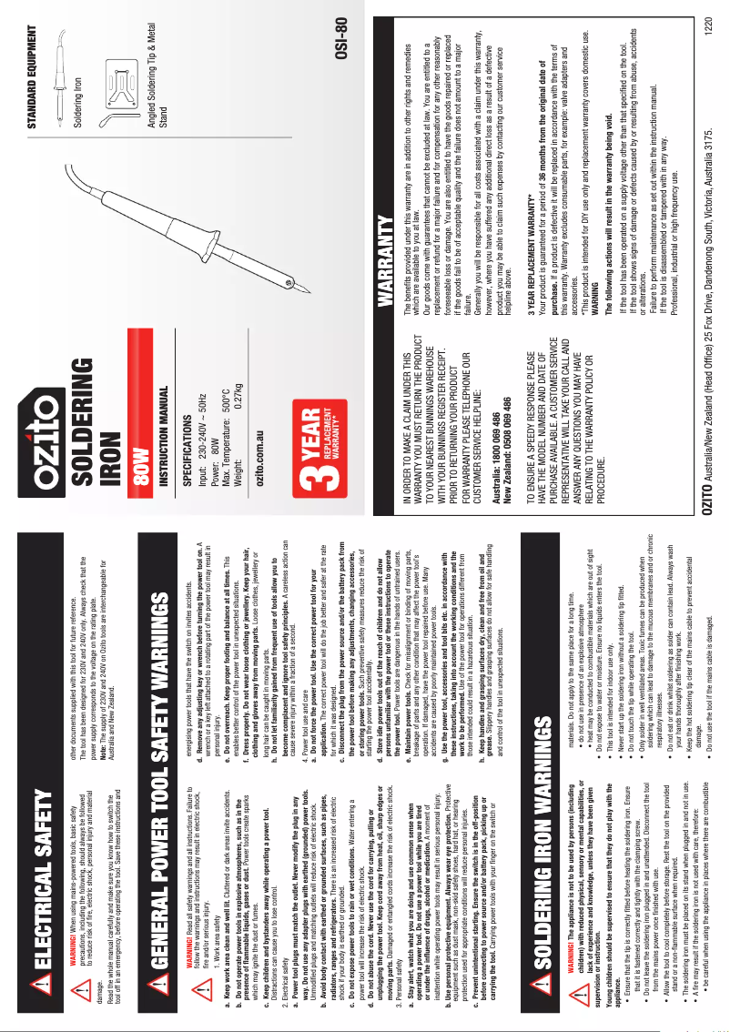 Image de la première page du manuel de l'appareil OSI-80