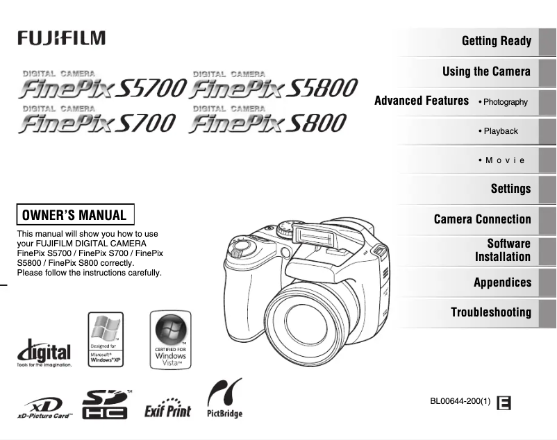 Page n°1 - Manuel utilisateur Fujifilm FinePix S800