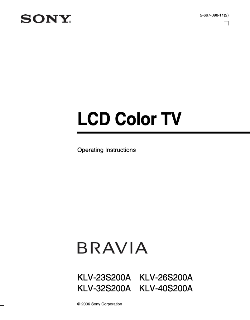 Page n°1 - Manuel utilisateur Sony Bravia KLV-32S200A