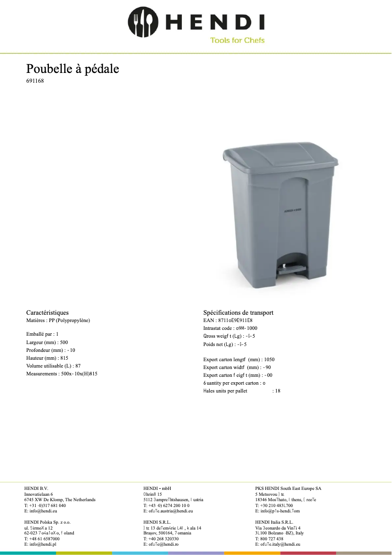 Page 1 de la notice Fiche technique AmerBox 691168