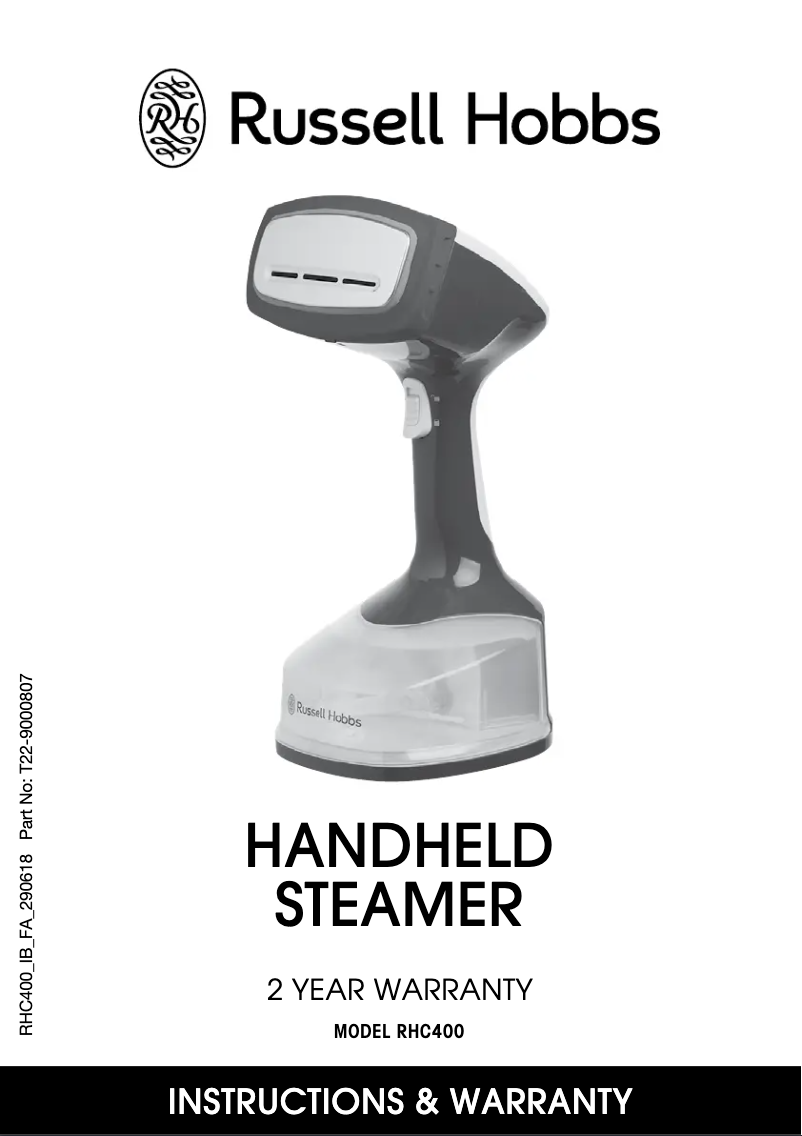 Image de la première page du manuel de l'appareil Handheld Steamer RHC400
