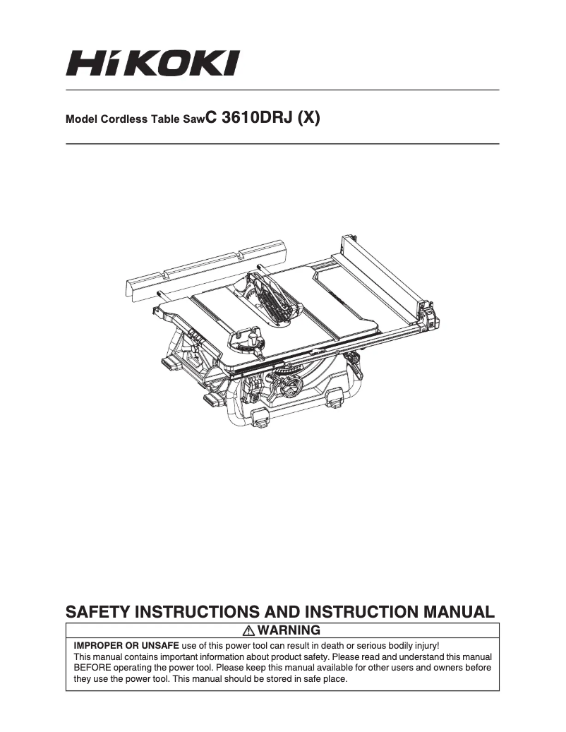 Page 1 de la notice Manuel utilisateur HiKOKI C3610DRJ