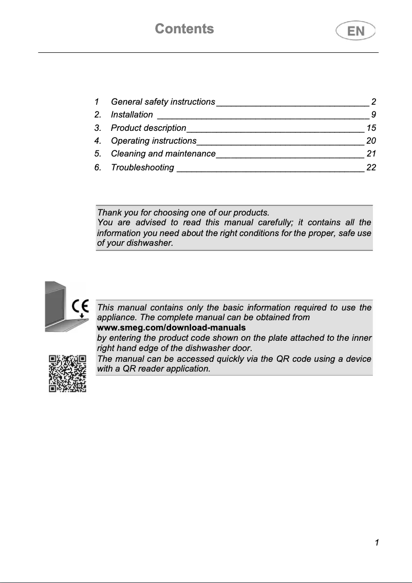 Page n°1 - Manuel utilisateur Smeg DFA345BSTX