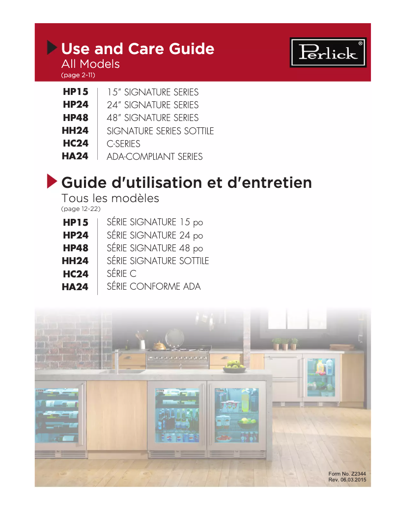Page n°1 - Manuel utilisateur Perlick Signature Series HP48WO-S-3-2L-4R