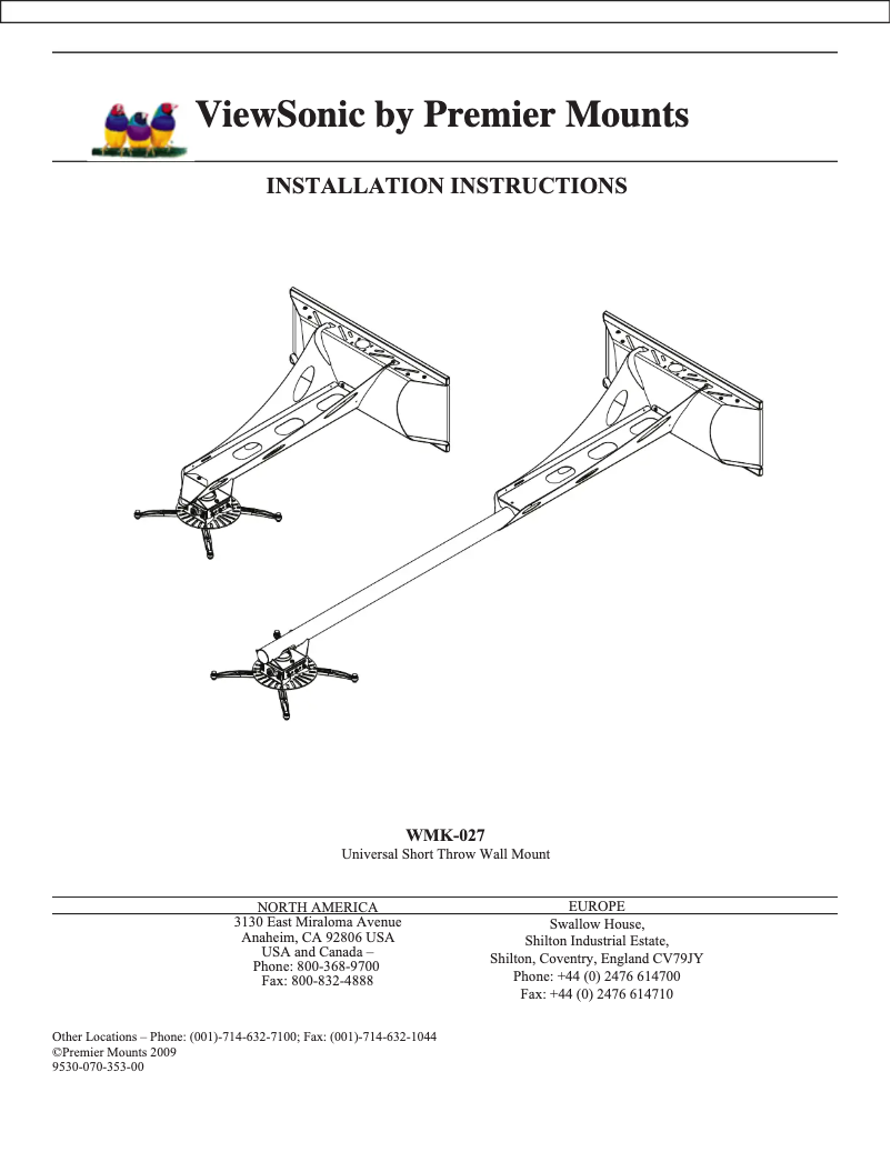 Page 1 de la notice Manuel utilisateur Viewsonic WMK-027