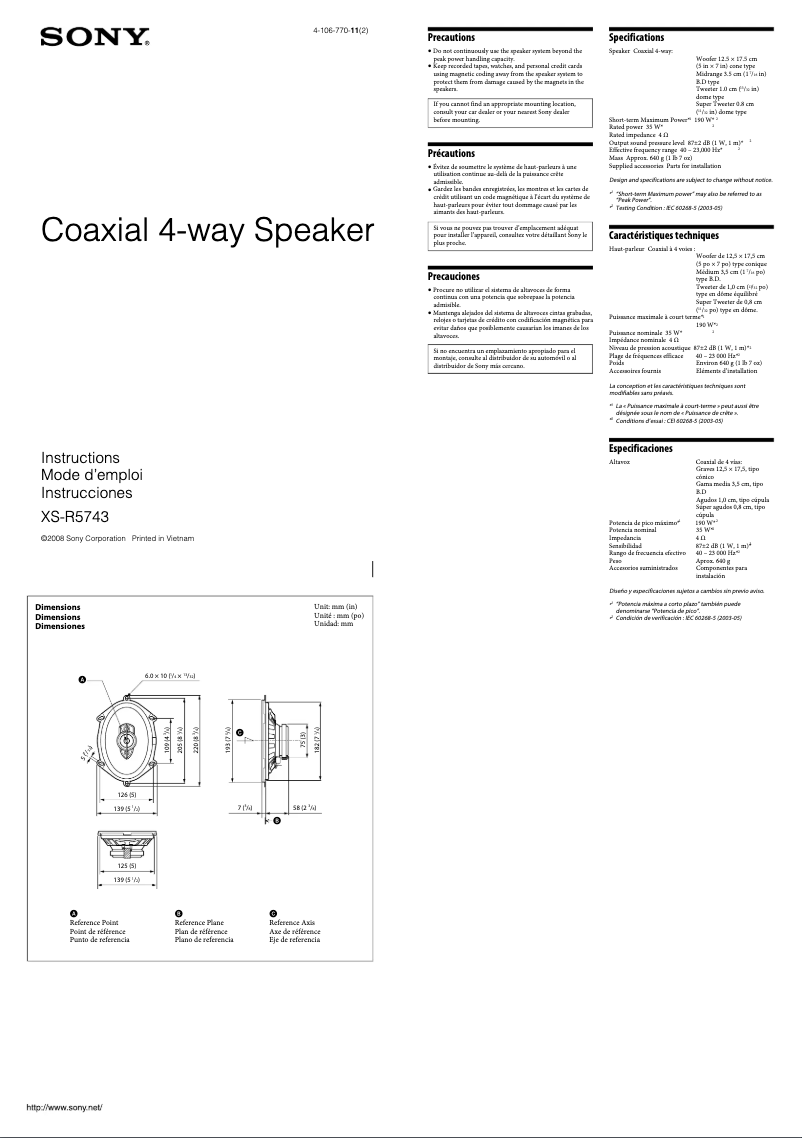 Image de la première page du manuel de l'appareil XS-R5743