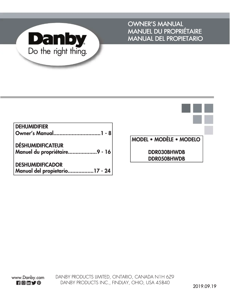 Page n°1 - Manuel utilisateur Danby DDR030BHWDB