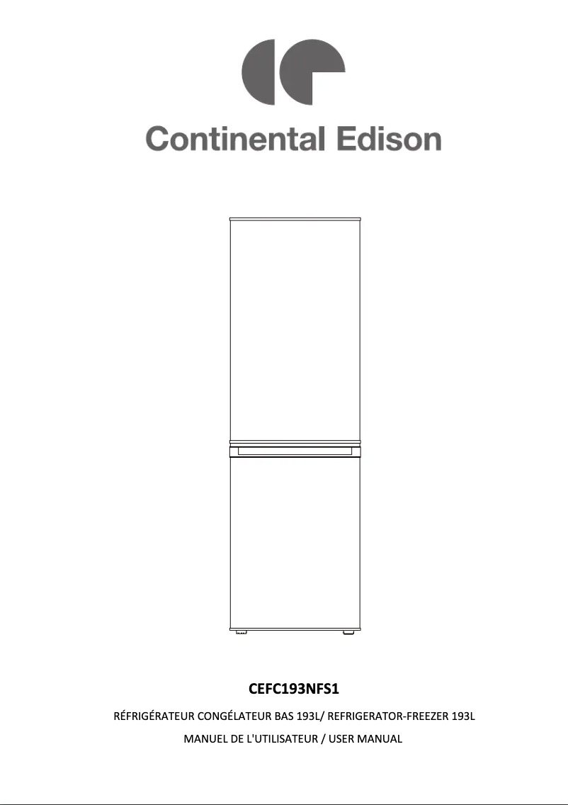 Page 1 de la notice Manuel utilisateur Continental Edison CEFC193NFS1