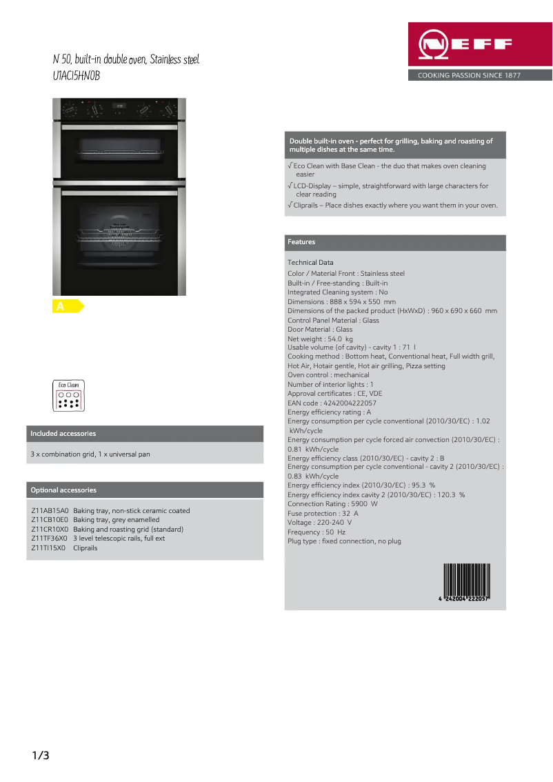 Image de la première page du manuel de l'appareil U1ACI5HN0B