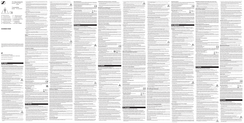 Page n°1 - Instructions de sécurité Sennheiser TV Clear Set