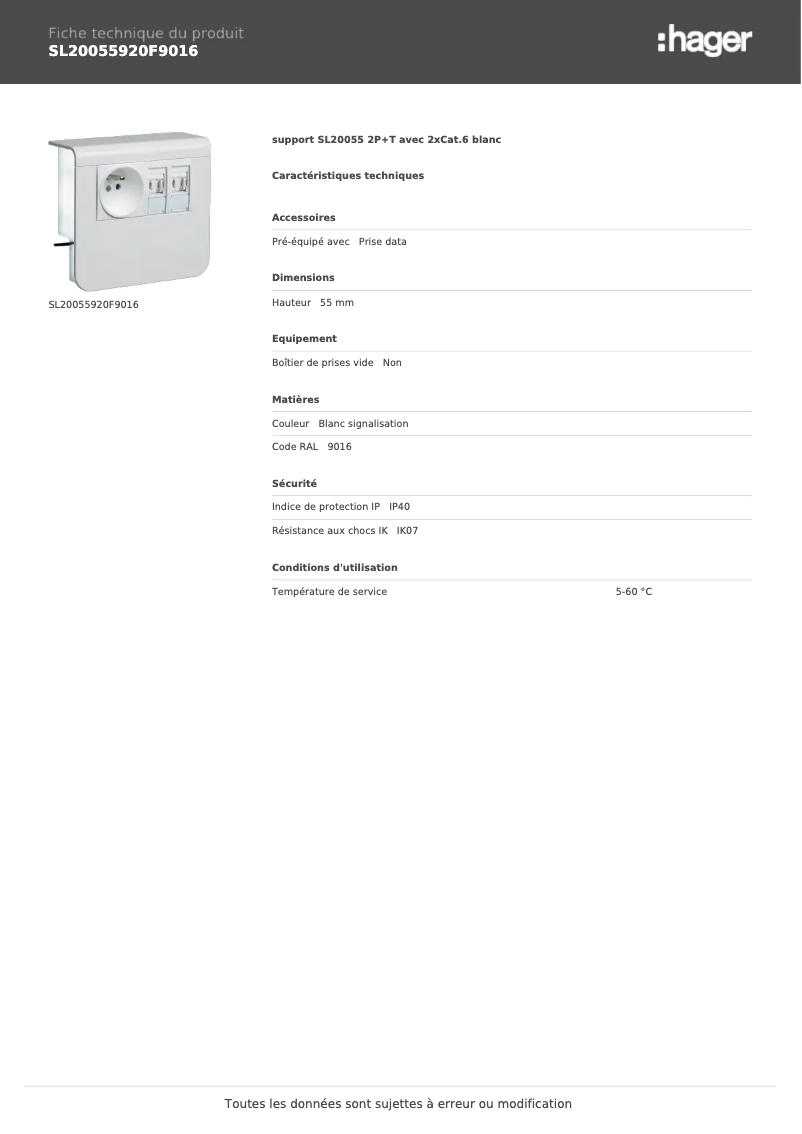Image de la première page du manuel de l'appareil SL20055920F9016