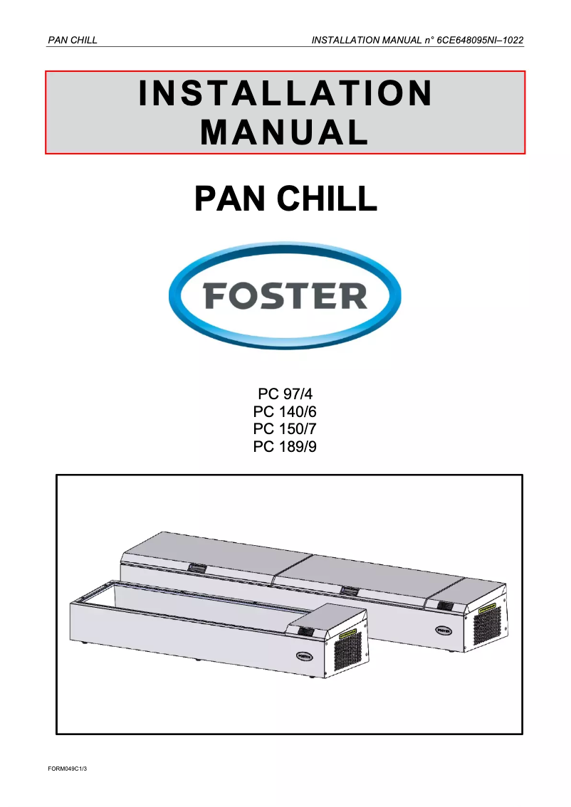 Page 1 de la notice Manuel utilisateur Foster PC189/9