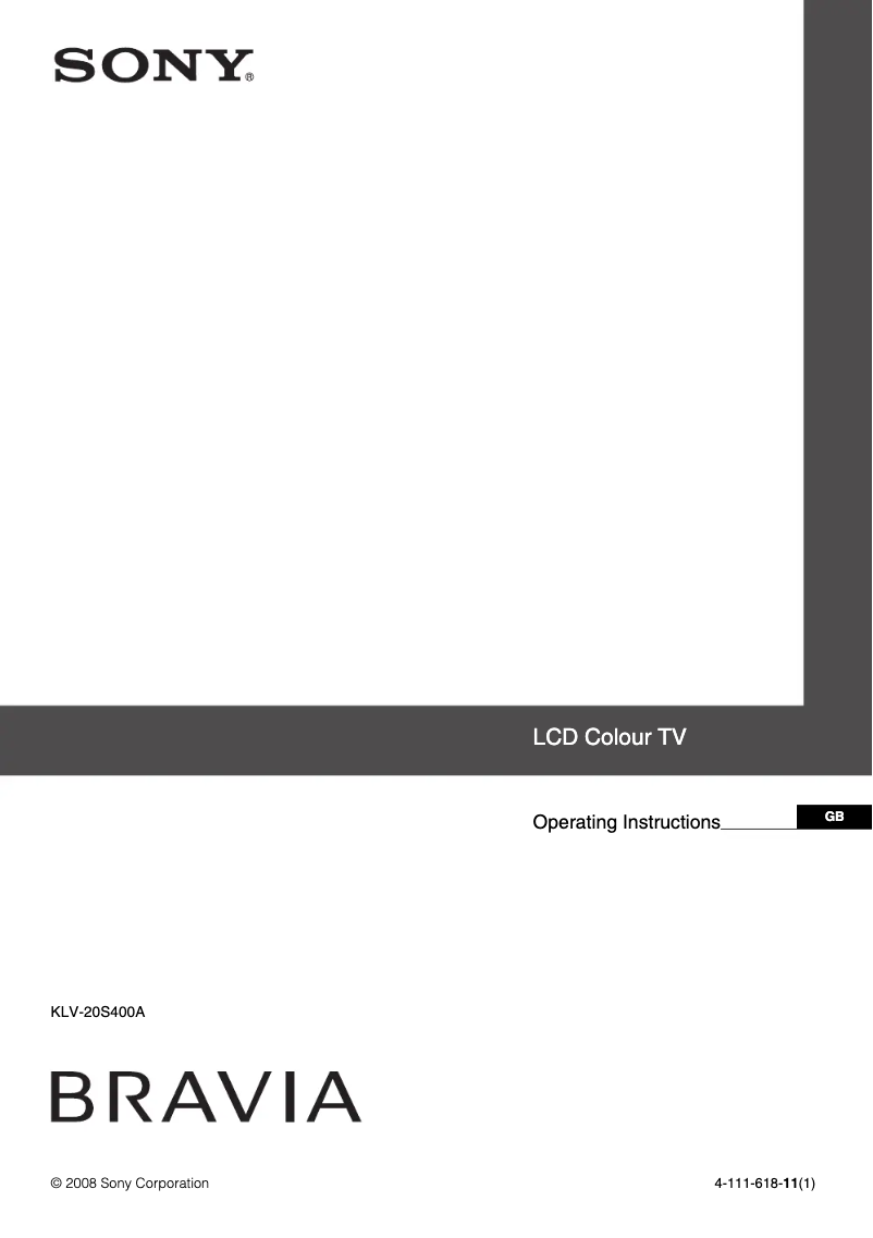 Image de la première page du manuel de l'appareil Bravia KLV-20S400A