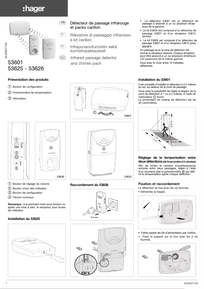 Page 1 de la notice Manuel utilisateur Hager 53625