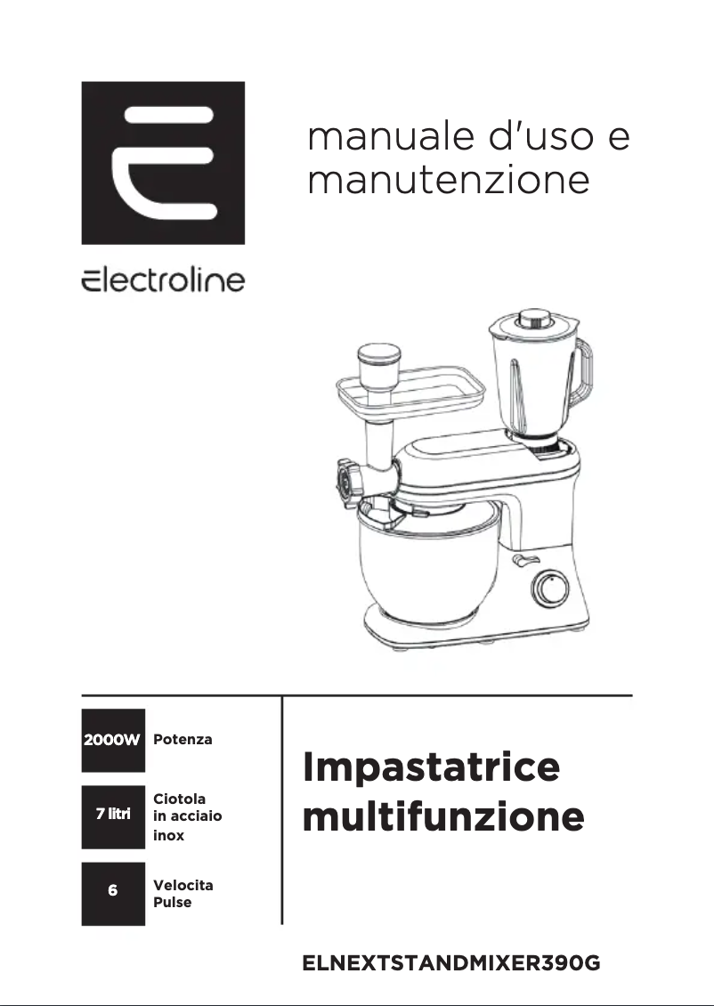 Page n°1 - Manuel utilisateur Electroline ELNEXTSTANDMIXER390G