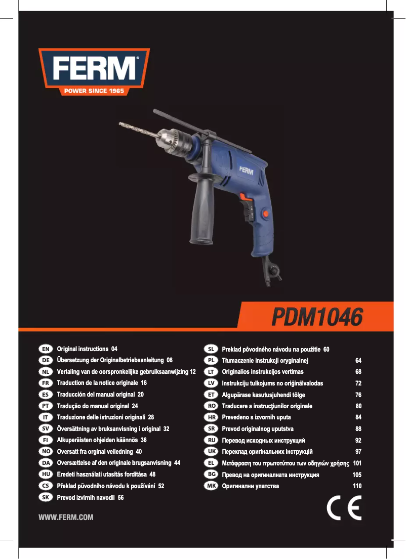 Page n°1 - Manuel utilisateur Ferm PDM1046