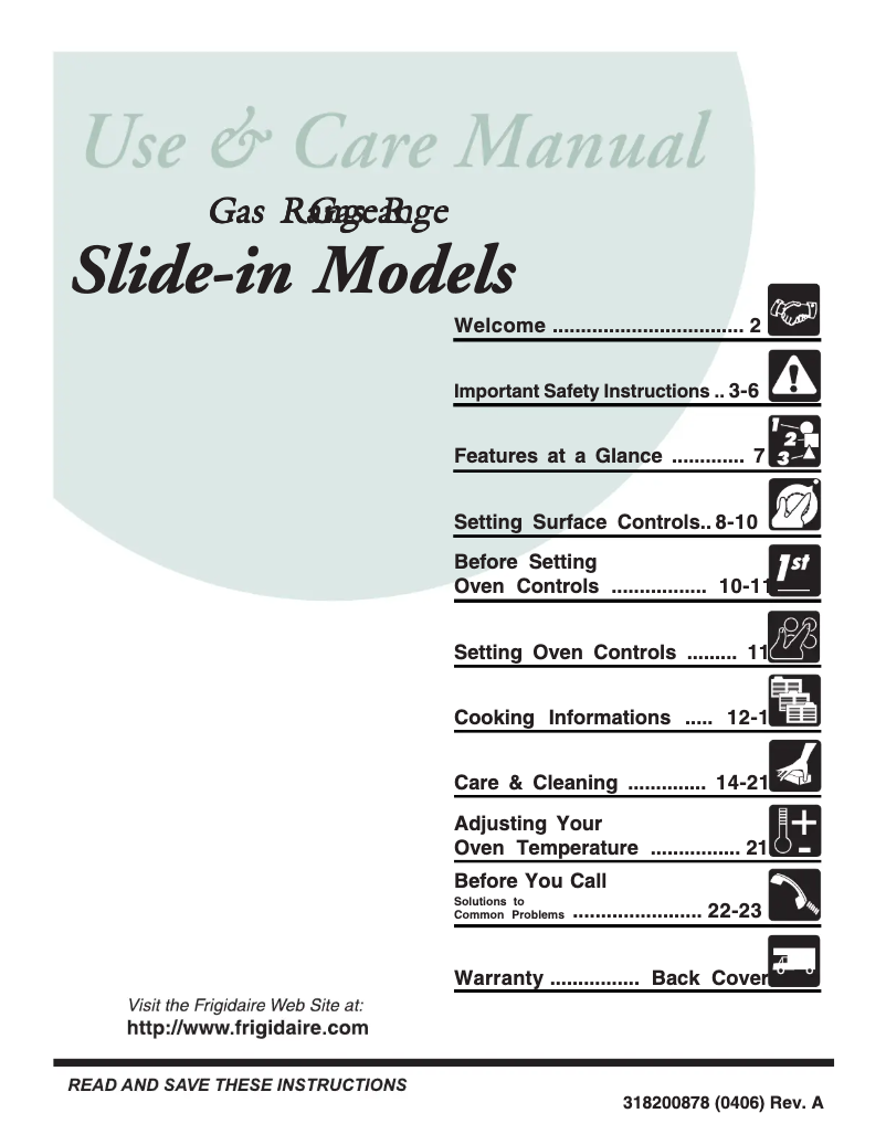 Page n°1 - Manuel utilisateur Frigidaire FGS367DS