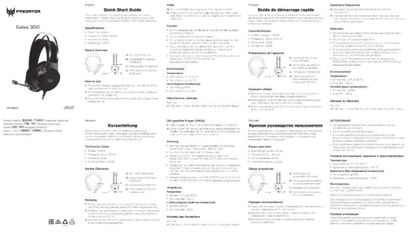 Página 1 del manual Guía de inicio rápido Acer Predator Galea 300