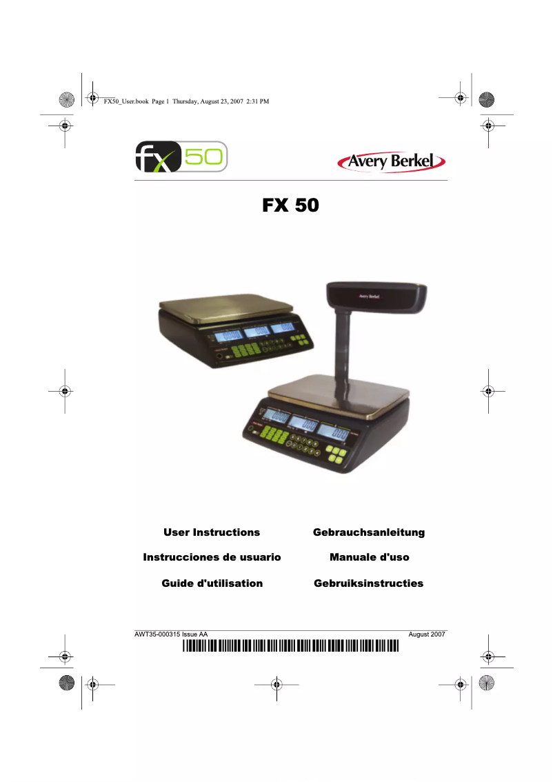 Page 1 de la notice Manuel utilisateur Avery Berkel FX131