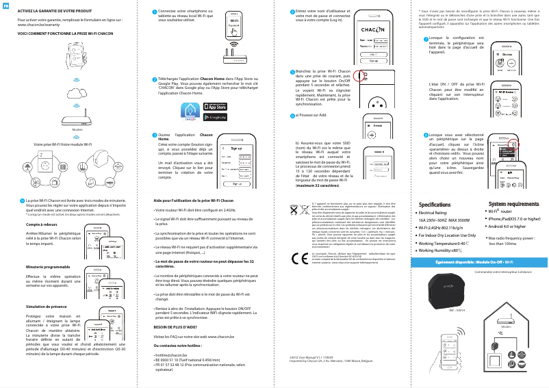 Page 1 de la notice Manuel utilisateur Chacon 53012