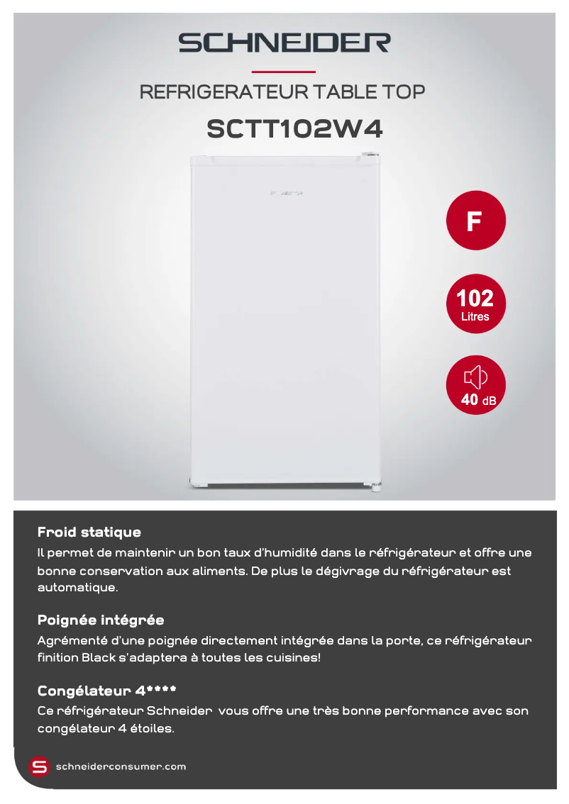 Page 1 de la notice Fiche technique Schneider SCTT102W4