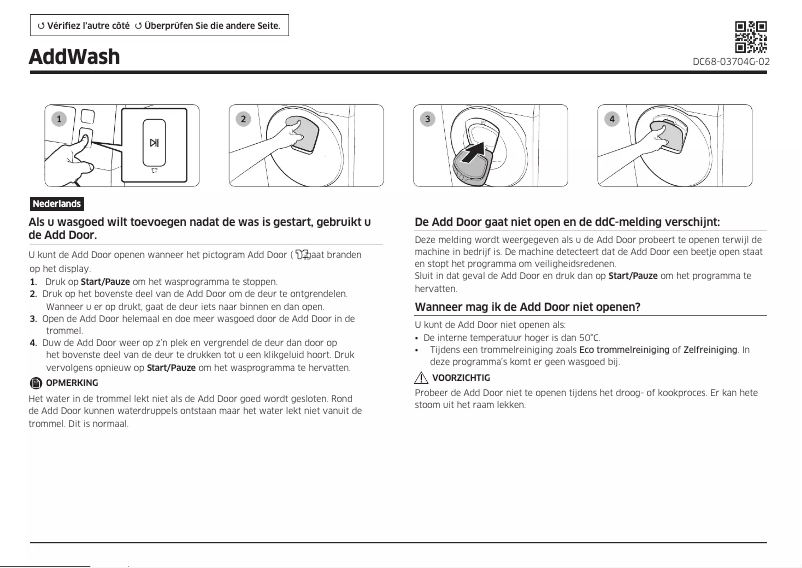 Page n°1 - Guide d'installation Samsung WD80K5B10OW