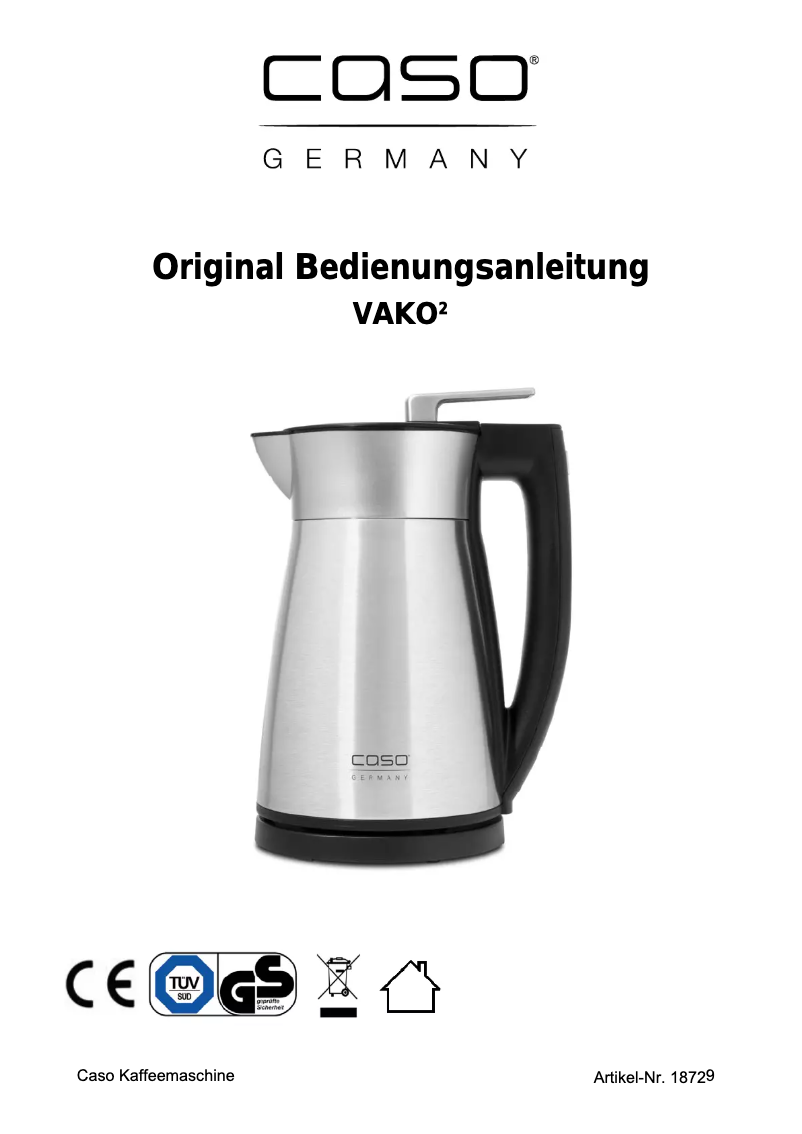 Image de la première page du manuel de l'appareil VAKO 2