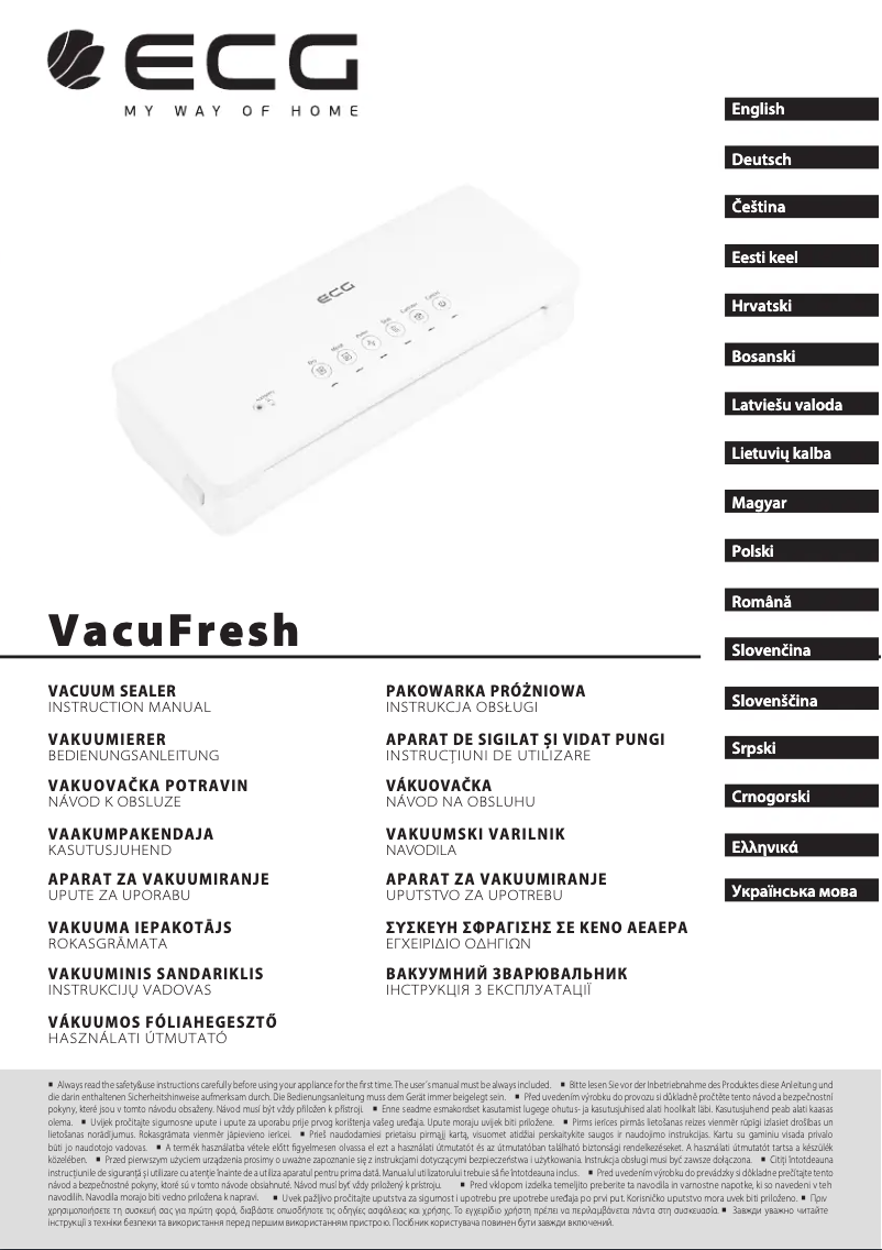 Page n°1 - Manuel utilisateur ECG VacuFresh
